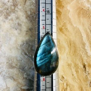 Sterling Silver Labradorite Stone Ring Size 7.5